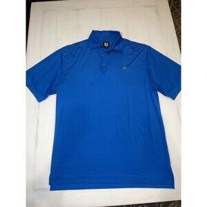 FootJoy FJ Mens Blue Striped Golf Polo Shirt Performance DryJoys Size Large